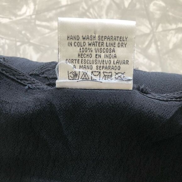 vintage 90s y2k long black dress embroidered tie back waist slit sides size medi - Picture 13 of 13